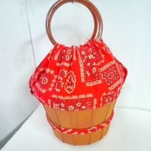 Vintage Sewing Basket Bandana wrapped Top JC Penny with Spols of Treads